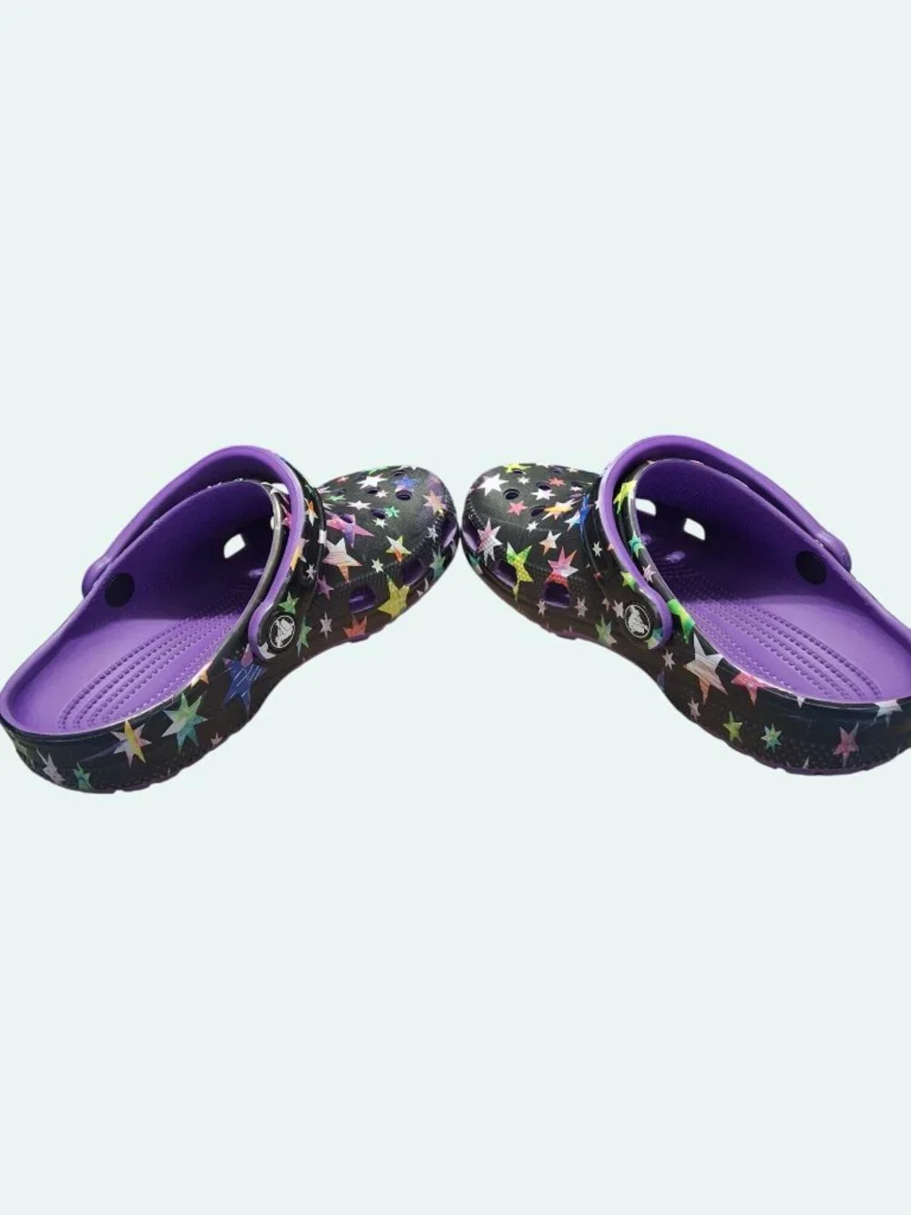 Crocs Classic Clog Starry Celestial Purple Black Iridescent Stars Slip On *SH1